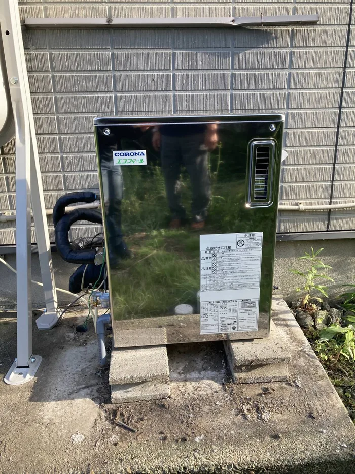 酒田市 交換後の石油給湯ボイラー（コロナ製エコフィール・ホームタンクも新設）