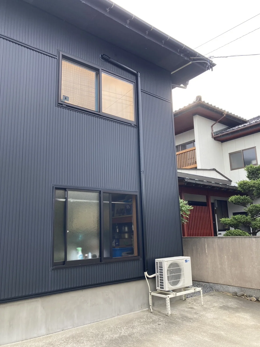 酒田市 三菱電機 AXVシリーズへエアコン交換 室外機・施工後